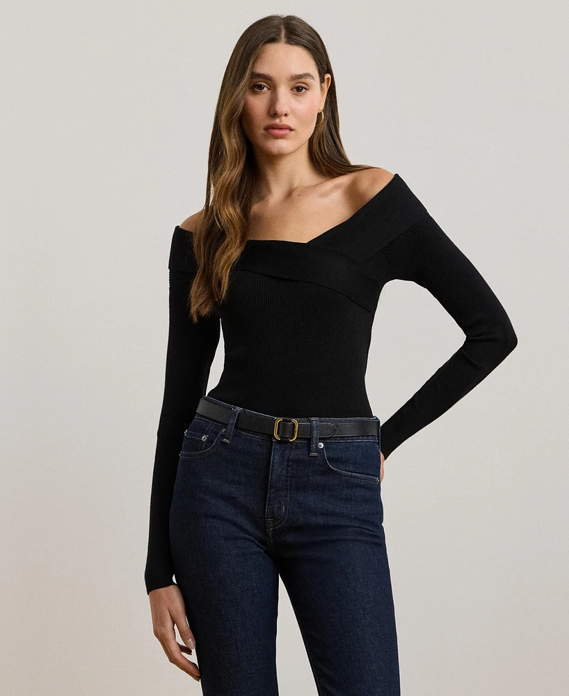 Lauren Ralph Women's Rib-Knit Off-the-Shoulder Sweater