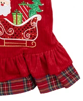 Rare Editions Baby Girl Santa's Sleigh Applique Dress, 2-Piece Set