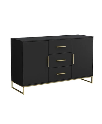 Homsee Black Storage Accent Cabinets with 3-Drawers and 2-Cabinets