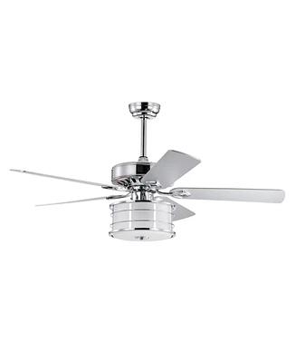 Slickblue 52" Chrome Drum Shade Led Ceiling Fan with 3 Lights & Remote