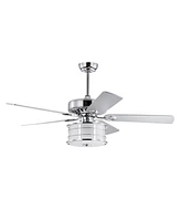 Slickblue 52" Chrome Drum Shade Led Ceiling Fan with 3 Lights & Remote