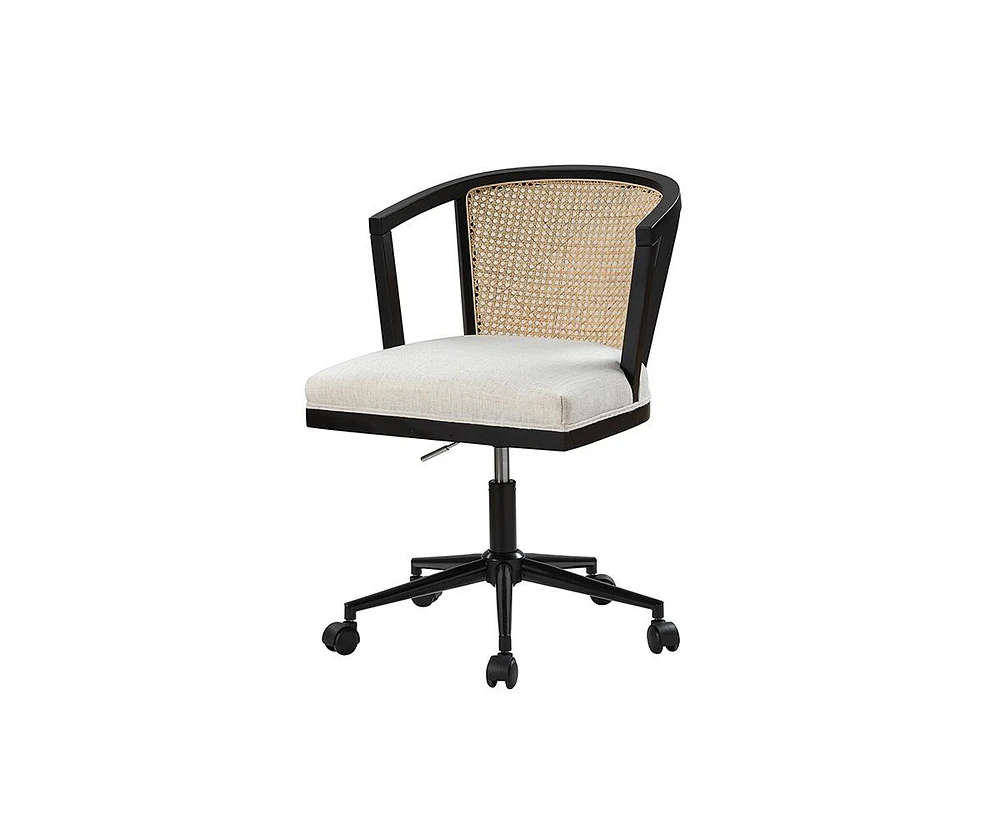 Ingrid Contemporary Solid Wood Rattan Swivel Task Chair