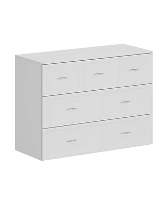 Homsee White Wooden Chest of Drawers with Charging Station and Wheels