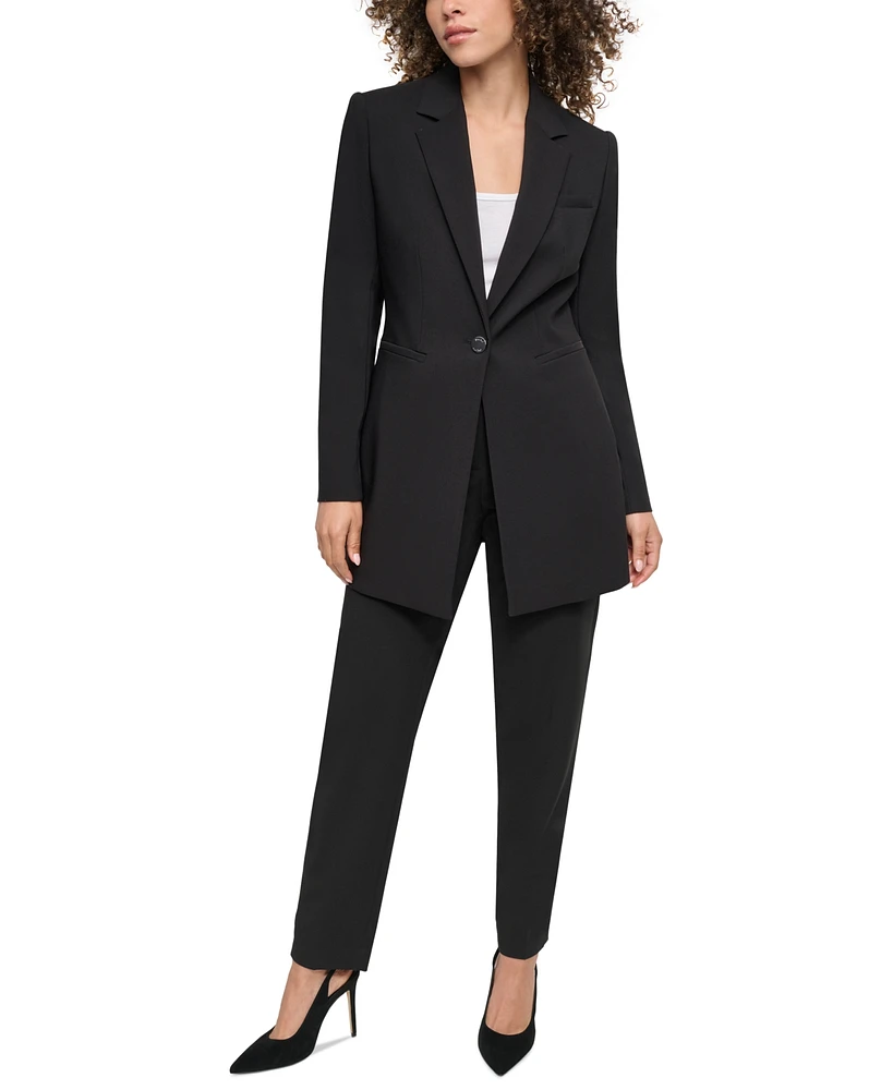 Dkny Petite One-Button Longline Blazer