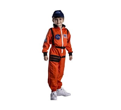 Dress Up America Nasa Astronaut Jumpsuit & Cap Costume - Kids Girls Boys