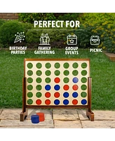 Yard Games YardGames Giant Tumbling Timbers Wood Stacking Game Bundle with 4 in a Row Game