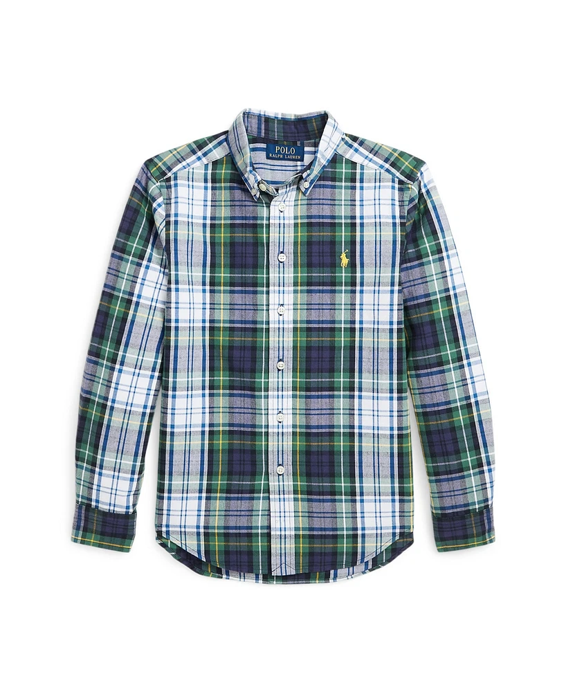 Polo Ralph Lauren Big Boys Plaid Brushed Cotton Oxford Shirt