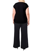 Vince Camuto Plus Split-Neck Cap-Sleeve Blouse, Created for Macy's