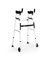 Sugift Folding Height Adjustable Walking Frame with Armrest Support-Silver