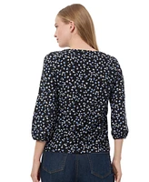 Jones New York Women's Printed Crepe 3/4-Sleeve Top