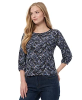 Jones New York Women's Printed Crepe 3/4-Sleeve Top