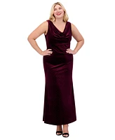 Eliza J Plus Embellished Velvet Cowlneck Gown