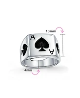 Bling Jewelry Lucky Las Vegas Gambler Ace Of Spade Ring .925 Sterling Silver