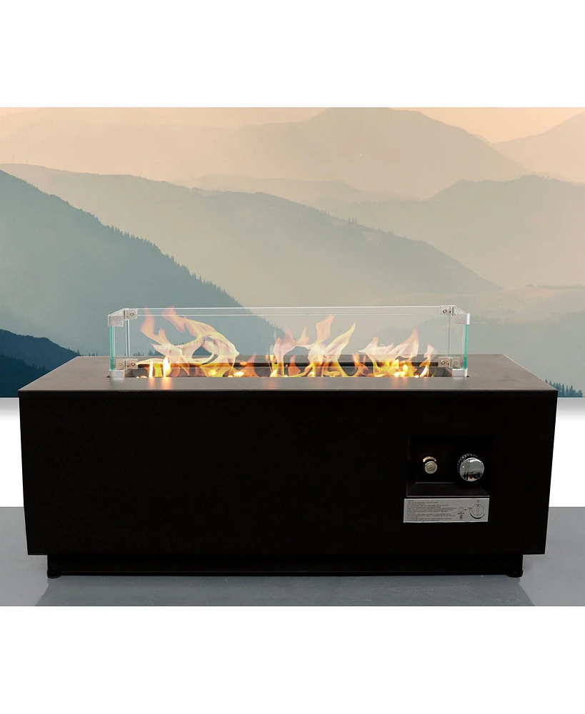 Mondawe 16 H x 42 W Steel Outdoor Fire Pit Table with Lid