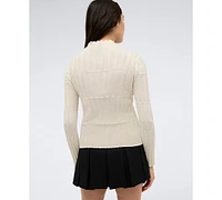 Kenneth Cole Women's Mock-Neck Ribbed Long-Sleeve Sweater