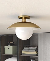 Hudson & Canal 14.5" Metal Alvia Wide Semi Flush Mount