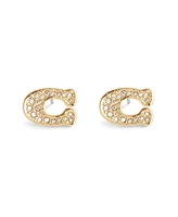 Coach Faux Stone Signature Pave C Stud Earrings