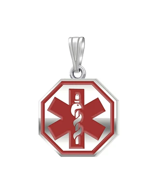 Drs, Inc. Ladies 925 Sterling Silver Octagon Red Medical Pendant, 3/4 inch