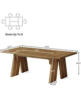 Tribesigns 71" Large Dining Table for 6 People, Farmhouse Dinner Table, Wood Rectangular Dining Table with Thickened Legs for Kitchen, Dining Room, Li