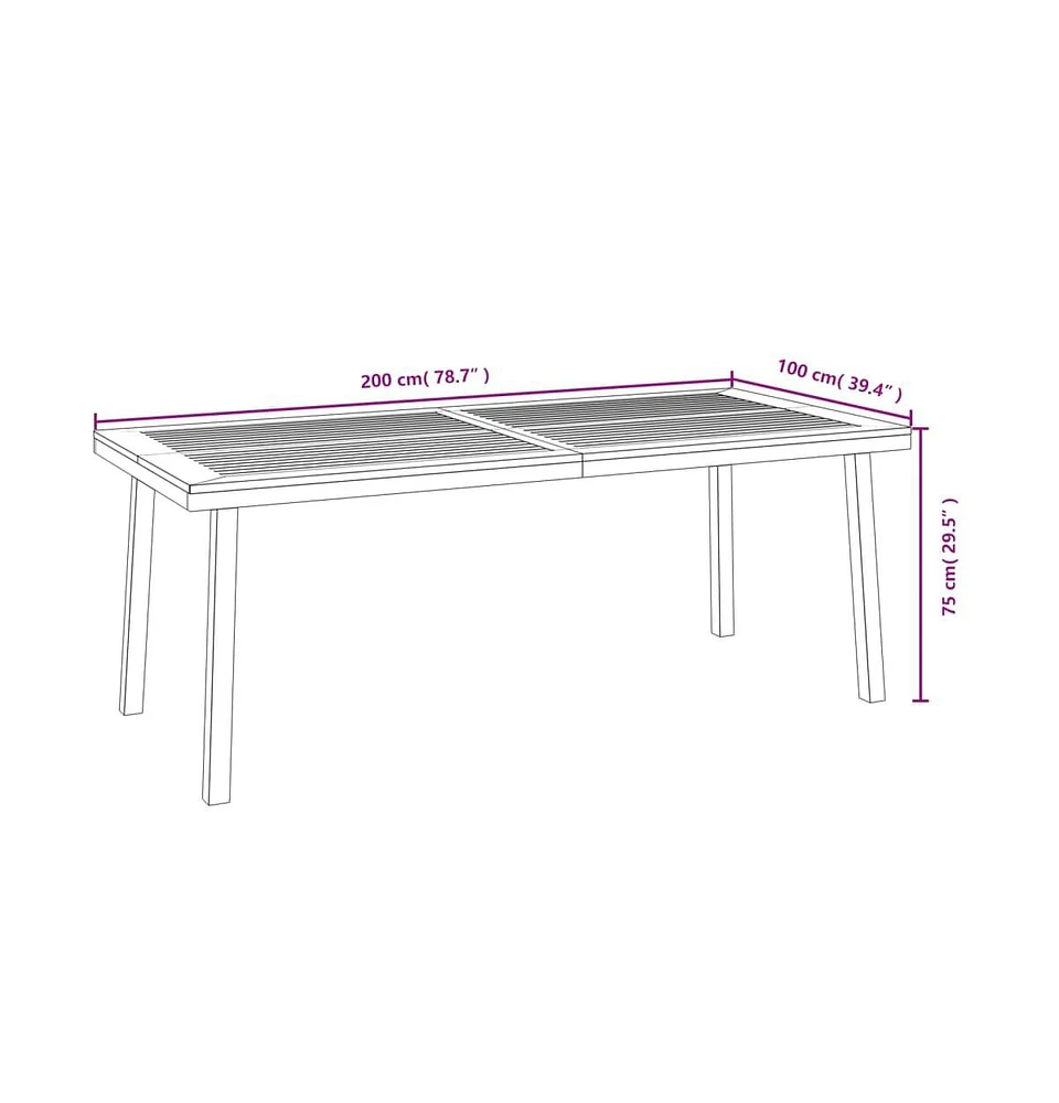vidaXL Patio Table 78.7"x39.4"x29.5" Solid Wood Acacia