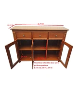 Kings Brand Furniture Penrose Wood/Glass Sideboard Buffet Cabinet (Walnut)