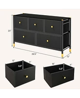 Costway -Drawer Fabric Dresser Tower Wide Chest of Drawers Storage Organizer Bedroom