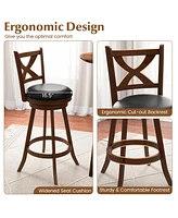 Set of 2 Bar Stools 30'' Classic Bar Height Swivel Chairs for Kitchen Pub