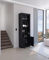 Vass Cabinet 4-Tier, Glass Holder Stemware Rack, Wine Cabinet, Liquor Cabinet, 10 Bottle Cubbies, 4 Shelves