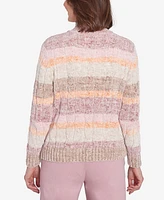 Alfred Dunner Petite Telluride Chenille Spray Dyed Stripe Sweater