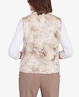 Alfred Dunner Petite Telluride Faux Fur Collared Vest