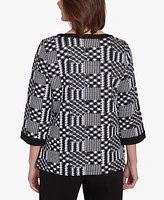 Alfred Dunner Petite Runway Ready Houndstooth Textured Top