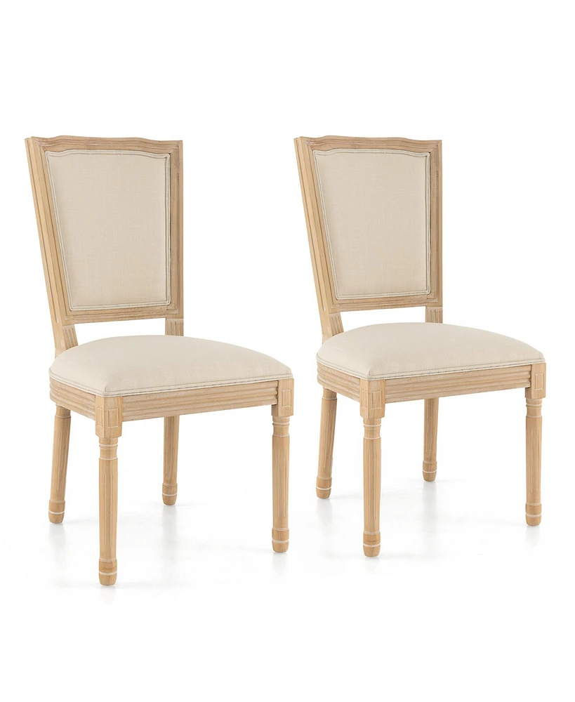 Costway French Dining Chair Set of with Rectangular Backrest & Solid Rubber Wood Frame