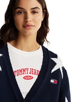 Tommy Jeans Women's Star-Pattern V-Neck Cardigan