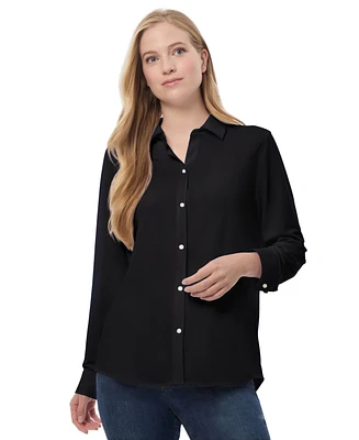 Jones New York Women's Solid-Color Button-Front Shirt