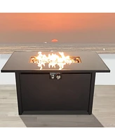 Mondawe 25'' H x 42'' W Steel Outdoor Fire Pit Table with Lid