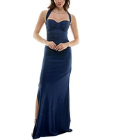 B Darlin Juniors' Satin Lace-Up-Back Corset Gown