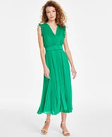 Taylor Women's Belted Pleated Chiffon Midi Dress