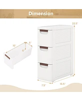 Costway Pcs -Drawer Narrow Rolling Storage Cabinet with Pull Handles Built-in Wheels