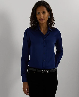 Lauren Ralph Petite Classic-Fit Satin Charmeuse Shirt