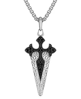 Bulova X Marc Anthony Men's Sterling Silver Black Diamond (1/2 ct. t.w.) Cross Pendant Necklace, 24" + 2" extender