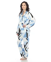 White Mark Women's Printed Satin Pajama Set