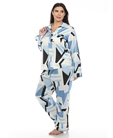 White Mark Plus Printed Satin Pajama Set