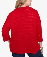 Ruby Rd. Plus Size Split Cowl Neck Sequin Knit Top