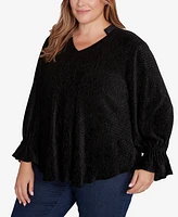 Ruby Rd. Plus Size Smocked Velvet Blouse