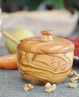 BeldiNest Olive Wood Sugar Bowl with Spoon