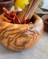 BeldiNest Olive Wood Round Pestle and Mortar