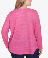 Ruby Rd. Plus Size Diamond Detail Sequin Knit Top