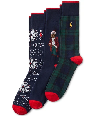 Polo Ralph Lauren Men's 3-Pk. Arctic Holiday Bear Socks