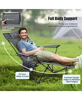 Slickblue Camping Lounge Chair with Detachable Footrest Adjustable Backrest