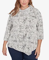 Ruby Rd. Plus Size Split Cowl Neck Chenille Jacquard Knit Top